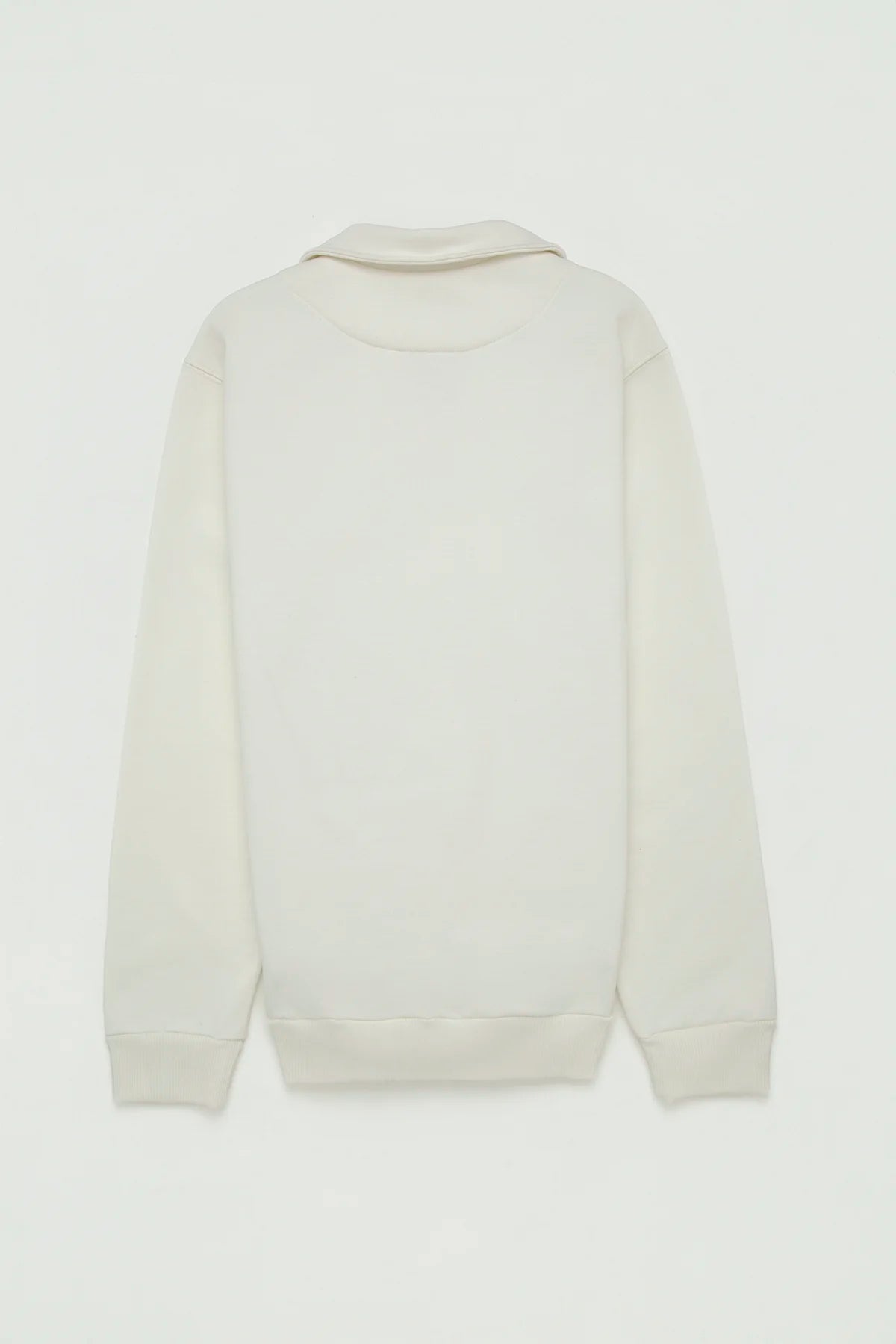 Buzo Perchado Half Zip Algodón Crema